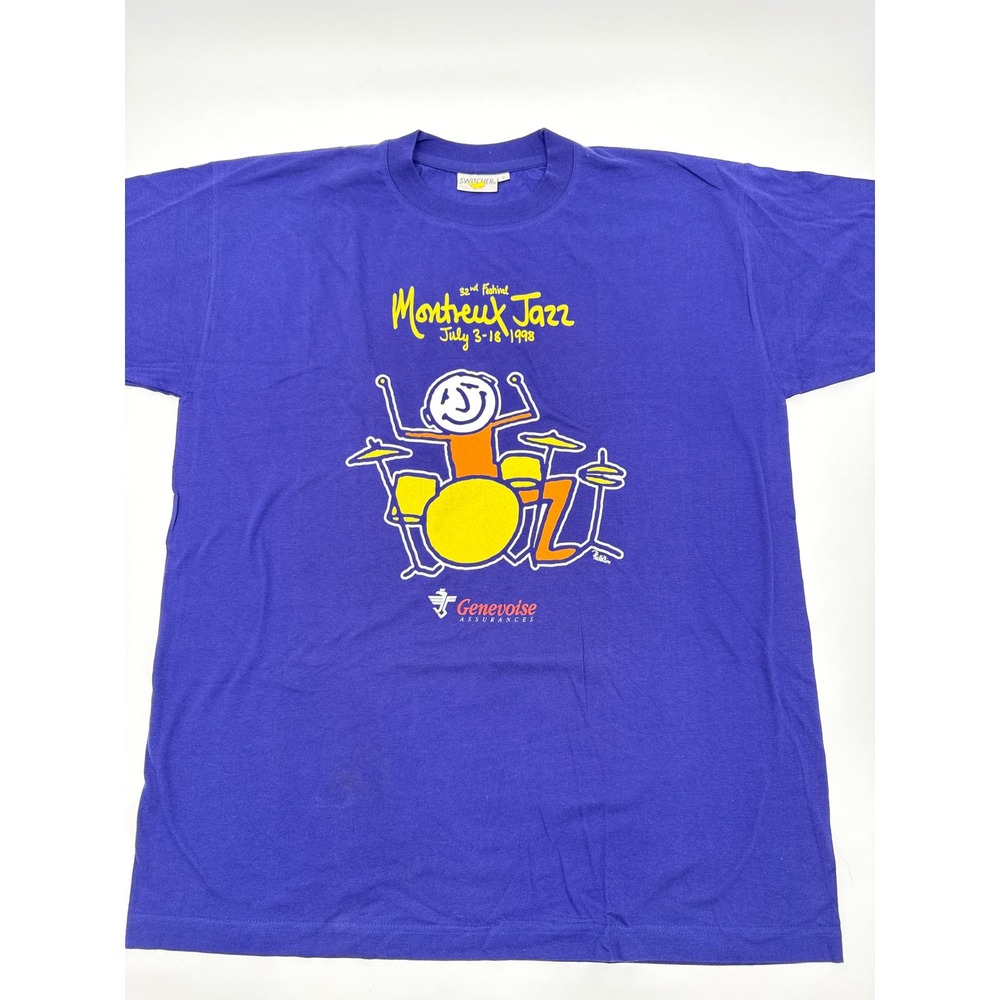 Vintage 1998 Montreux Jazz Festival Shirt Switcher Performer Phill Collins Art L